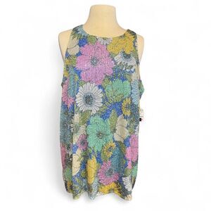 On 34th Women's Blue and pink floral sequin long tank short mini dress  Size 2X